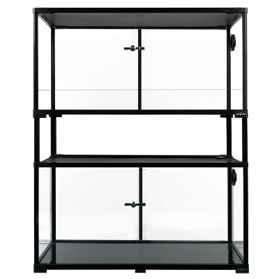 REPTIZOO 128Gallon Double-Deck Reptile Tank, 48" x 18" x 44" Tall Reptile Terrarium, Front Opening, Full Vision, Knock Down, Large Glass