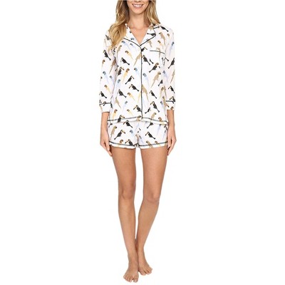 P.J. Salvage Womens Tropical print Button Down Pajama Tops