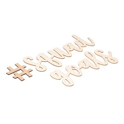 Genie Crafts Hashtag Squad Goals Script Sign, Unfinished Wood Letters with Drawing Stencil