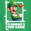 Juniors Womens The Super Mario Bros. Movie Luigi Plumbing's Our Game T-Shirt - 2 of 4