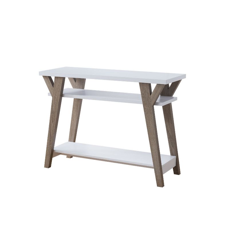 Ennis Transitional Console Table White/Distressed Taupe - HOMES: Inside + Out, 1 of 4
