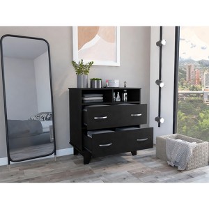CAVINAS Wooden Dressers for Bedroom, Drawer Dresser with 2 Open Shelves, Superior Top and Four Legs, Chest of Drawers for Living Room, Black - 1 of 4