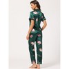 cheibear Women's Printed Short Sleeve Button Down Sleepwear with Pants Pajama Set - 3 of 4