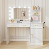 Vanity Desk with Mirror, LED Lights and Power Outlet Makeup Table with 3 Drawers and Storage Shelves Dressing Table for Bedroom Dressing Room - 2 of 4