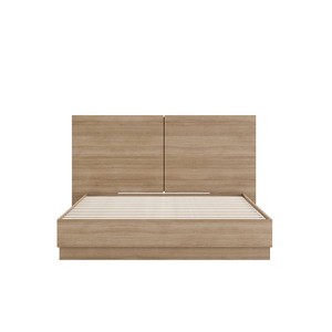 Nexera Queen Milano Platform Bed with Headboard Brown Oak - 1 of 4