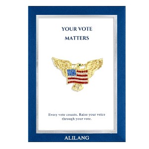 Anna-Kaci Golden Tone Bald Eagle Flag Brooch Pin with Gift Message Card & Envelope Jewelry Gifts - 1 of 4