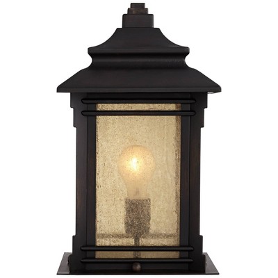 Walnut Bronze Outdoor Pier Mount Lights with Frosted Cream Glass Set of 2