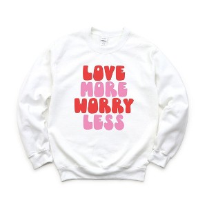 Simply Sage Market Women's Graphic Sweatshirt Love More Worry Less - 1 of 3