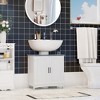 kleankin Pedestal Under Sink Cabinet with Double Doors, Modern Bathroom Vanity Unit, Storage Cupboard with Adjustable Shelves, White - 2 of 4