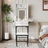 CuisinSmart Makeup Vanity Desk with Adjustable LED Mirror, 2 Drawer Vanity Table with Foldable Side Panel, Hair Dryer Rack, Small Vanity with Stool - 3 of 4