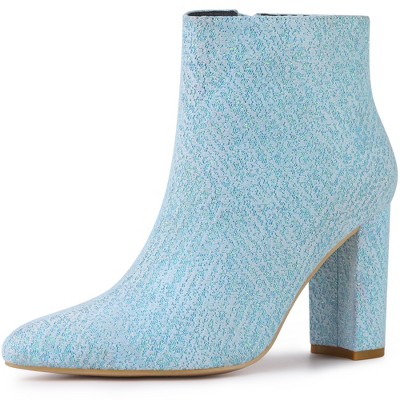 Allegra K Women's Back to College Pointed Toe Chunky Heel Ankle Boots