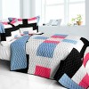 Slickblue Full/Queen Size, 3PC Patchwork Quilt Set, TC Fabric, Vermicelli Quilted, Bedding, Geometric, White, 3pc - 2 of 4