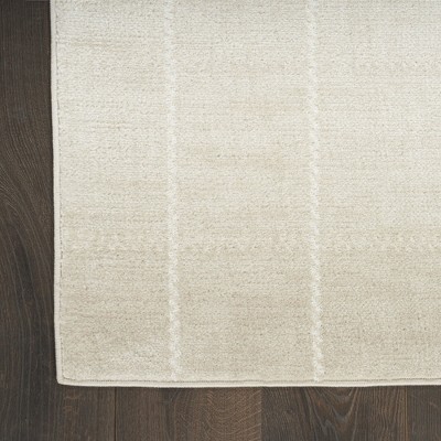 Ivory Geometric 5' x 7' Synthetic Easy Care Rug