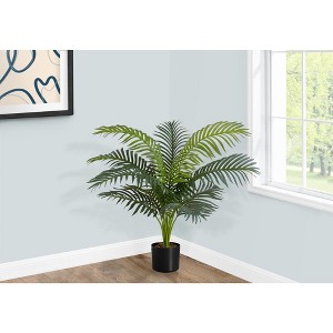Monarch Specialties Artificial Plant 34 inch Tall Palm Tree Indoor Faux Fake Floor Greenery Potted Real Touch Decorative Green Leaves Black Pot - 1 of 4