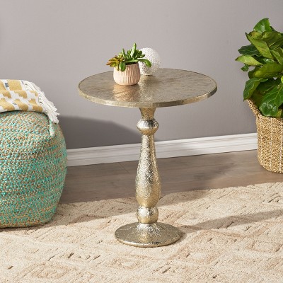 MAYEERTY Wooden Metal Fashionable Modern Round End Table¡ê?Silver