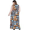 24seven Comfort Apparel Plus Size Orange Butterfly Print V Neck Tie Back Empire Waist Sleeveless Maxi Dress - 3 of 4