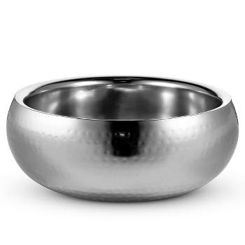 Kook Double-Walled Hammered Stainless Steel Serving Bowl, 1.05 Gal