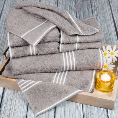Hastings Home Rio 100% Cotton Towel Set - Silver, 8 Pcs