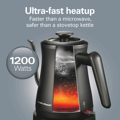 Hamilton Beach Black Stainless Steel Gooseneck Electric Kettle