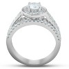 Pompeii3 1 1/4 Ct Diamond Halo Double Band Engagement Ring & Wedding Band Set White Gold - 2 of 4