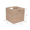 Villacera 12-Inch Square Hand Weaved Wicker Storage Bin, Foldable Baskets made of Water Hyacinth | Set of 2 - 3 of 4