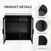 Black Wood Grain Storage Cabinet with Double Glass Doors, Decorative Storage Cabinet - 3 of 4