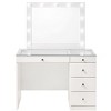 Gulches 3pc Black&White Makeup Vanity Set - Lighted Mirror, Glass Top, 5 Drawers, Crystal Knobs Round Swivel Stool - 3 of 4