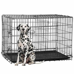 FDW Extra Large Dog Crate Dog Kennel Cage with Double Door,48 inch Folding Metal Wire Dog Cage with Removable Tray÷r Panel,Pet Crate for Large - 1 of 4