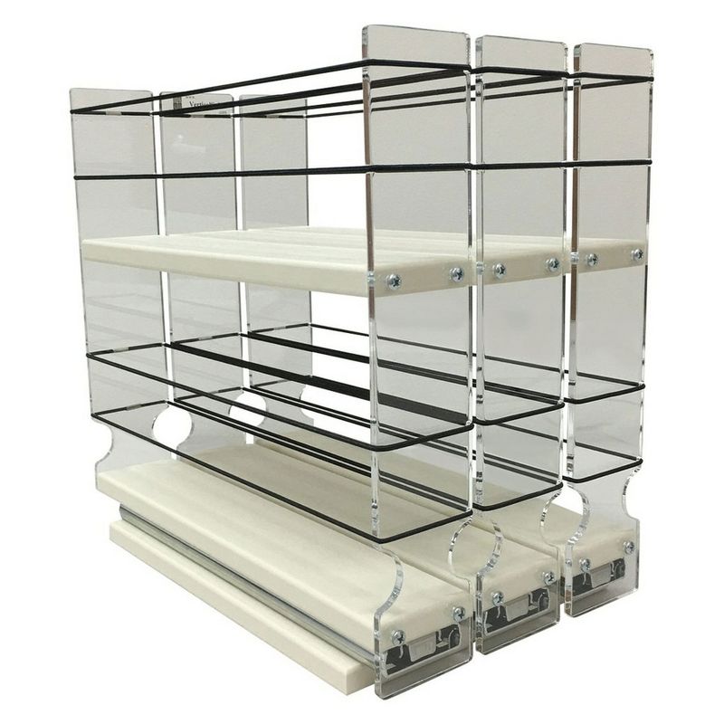 Vertical Spice 10.60 x 6.90 x 10.75 Inch Spice Rack Cabinet Mounted Organizing Drawer with 2 Tiers, 3 Individual Drawers, and Flex Sides, Cream, 1 of 7