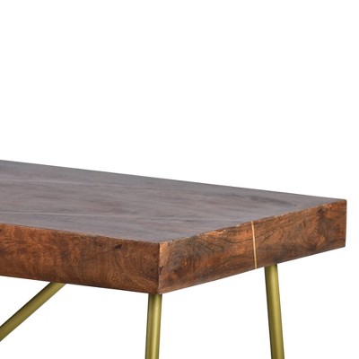 Walter Warm Pine and Brass Industrial Sofa Table