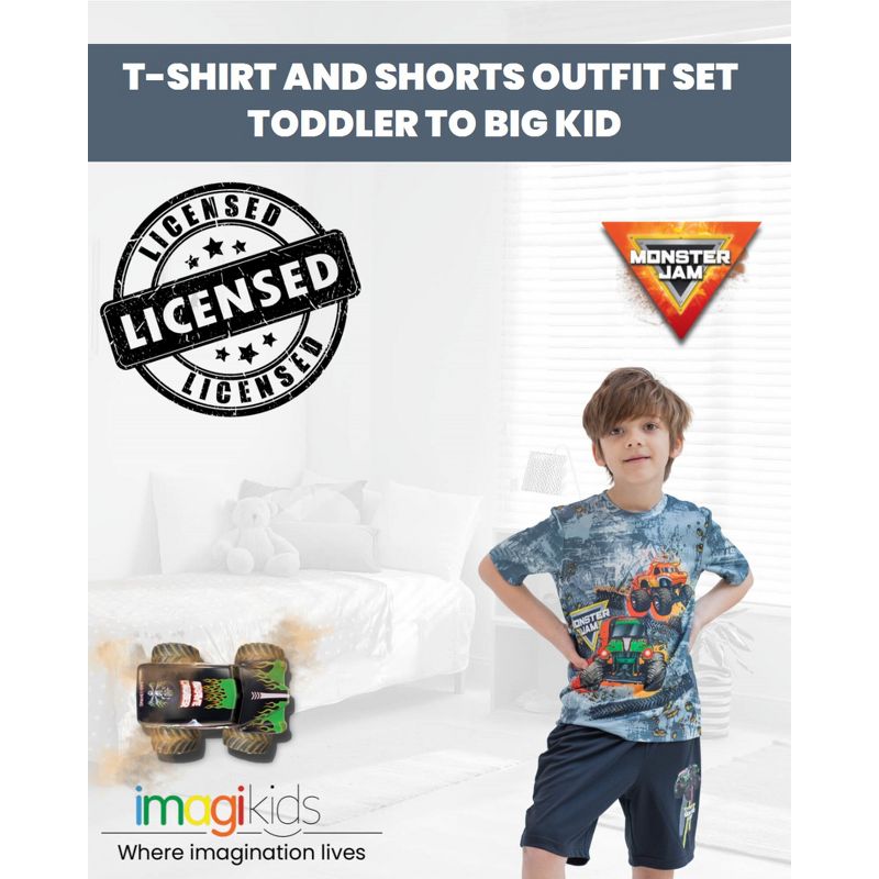 Monster Jam Maximum Destruction Megalodon El Toro Loco T-Shirt and Shorts Outfit Set Toddler to Big Kid, 2 of 9