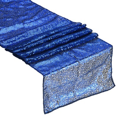 Unique Bargains Party Wedding Polyester Flexible Cutting Delicate Edges Sequin Table Runner 2 Pcs