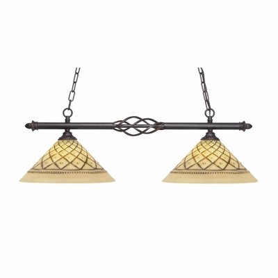 Toltec Lighting Elegante 2 - Light Island Pendant Light in  Dark Granite with 12" Chocolate Icing Shade