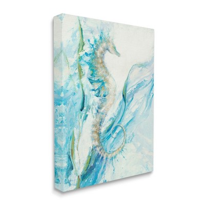Stupell Industries Nautical Seahorse Blue Fluid Ocean Water