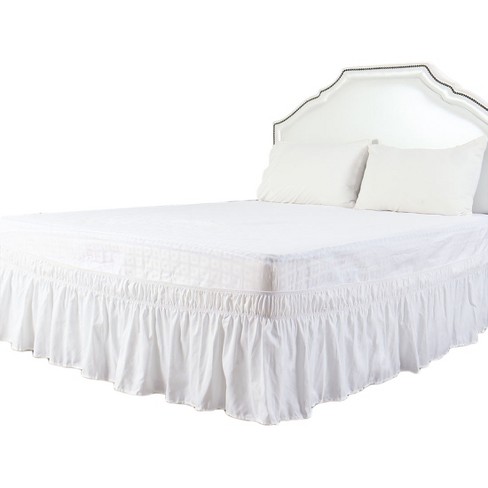 White satin cheap bed skirt