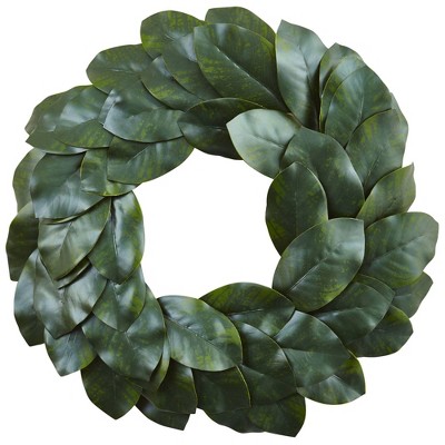 24" Artificial Magnolia Leaf Wreath - Nearly Natural