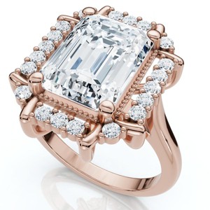 Pompeii3 4 1/4 Ct Emerald Moissanite & Diamond Engagement Ring White Yellow or Rose Gold - 1 of 4