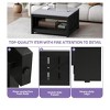 Farmhouse Square Coffee Table with Open Storage Compartment Wood Cocktail Table For Living Room Organizer Black - 3 of 4