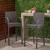 Modern Outdoor Wicker Height Barstool Chairs Set of 2,PE Rattan Woven Kitchen Dining Room Bar Stool with Metal Frame and Footrest-Coolbibila - 2 of 4