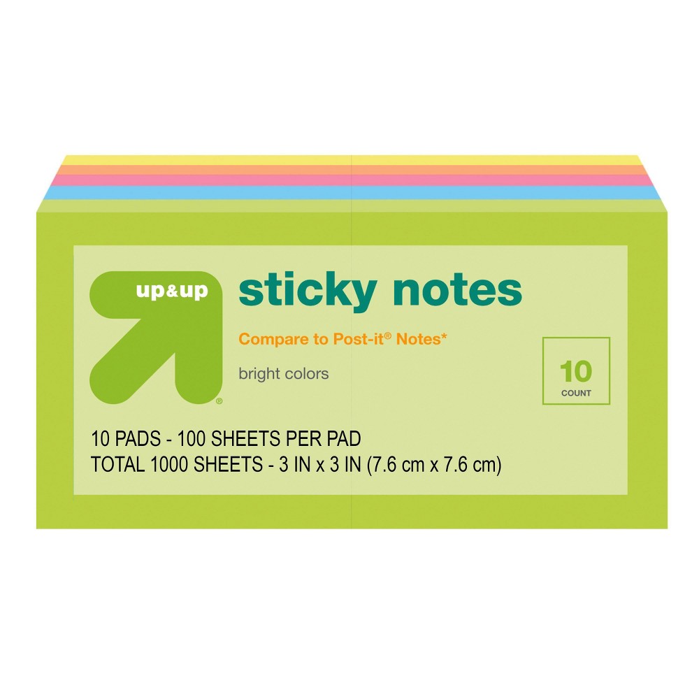 Photos - Self-Stick Notes Sticky Notes 10pk 100ct per Pack - up & up™