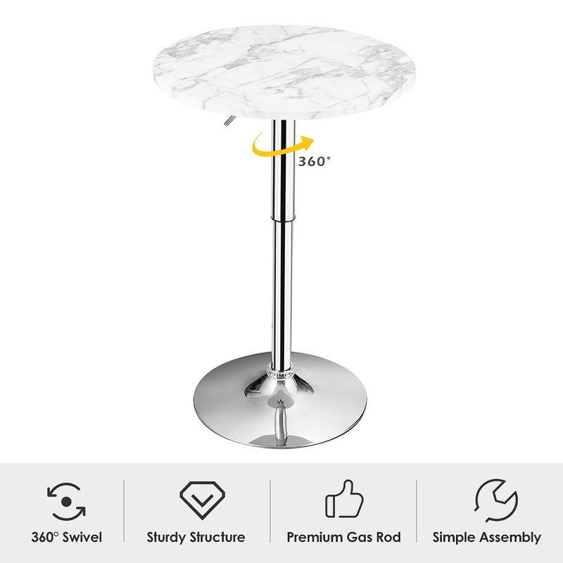Costway Round Bistro Bar Table Height Adjustable 360-degree Swivel, 5 of 13
