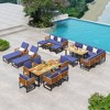 Costway 6pcs Patio Acacia Wood Conversation Sofa Seat Set Ottomans Table Outdoor Navy - image 3 of 4