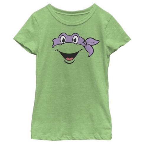 Girl's Teenage Mutant Ninja Turtles Donatello Face T-Shirt - Green Apple -  Large
