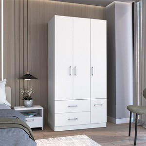 71" High Armoire Wardrove Closet with 2 Drawers, Four Doors , Three Cabinet , Six Shelves and Hanging Rod, Bedroom Clothes Storage Cabinet Organizer - 1 of 4