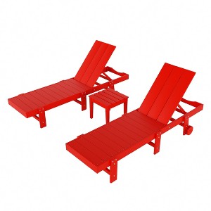 WestinTrends Ashore 2pcs Modern Poly Reclining Chaise Lounge With Wheels plus 1pc side table - 1 of 4