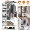 NewHome "Portable Closet Wardrobe Organizer with Hanging Rod, Shelf, 4 Storage Bags & 4 Hooks for Clothes" White - 4 of 4