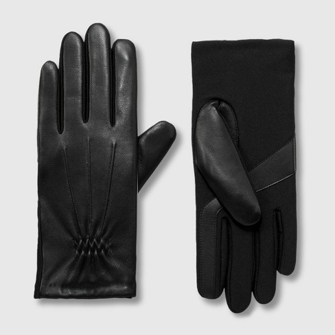 Isotoner Adult Gathered Wrist Leather Gloves : Target