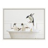 Kate and Laurel Sylvie Penguins In Bubble Bath Neutral Style Framed Canvas by Amy Peterson Art Studio, 18x24, White - 2 of 4