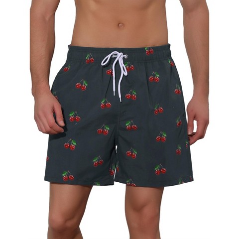 Lars Amadeus Men's Fruit-printed Drawstring Lightweight Holiday Board Shorts Red 30