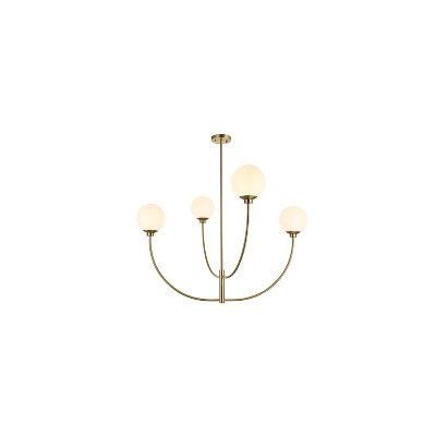 Elegant Lighting Nyomi 36-Inch Black Chandelier with Sculptural Frame